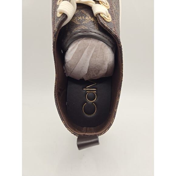 Calvin Klein Michaela CK Logo Monogram Casual Sneakers Shoes Brown Size 7.5 NEW - Picture 6 of 8